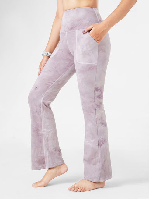 Proactive Pocket Flare legging in Pink Tie & Dye